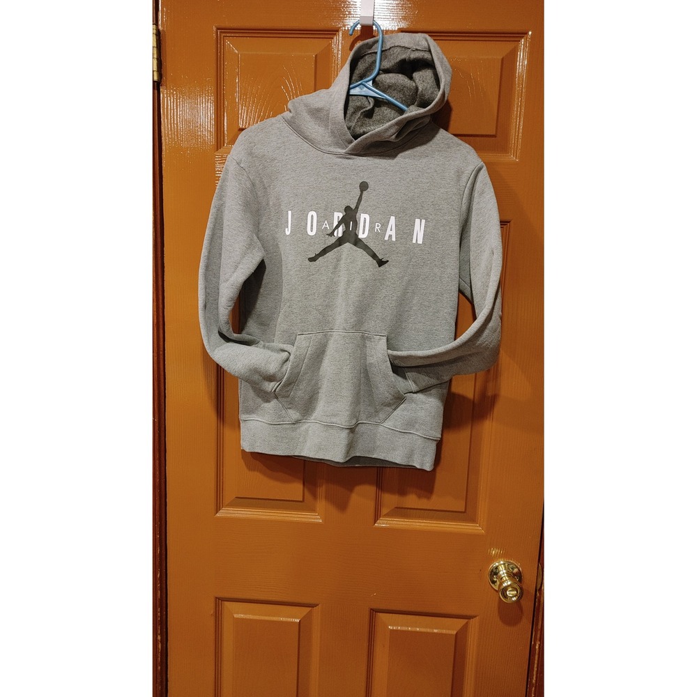 Jordan Hoodie Boys Large Gray Excellent Jumpman Graphic Pullover Sweatshirt - Picture 6 of 7